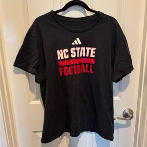 Adidas NC State Football Black Unisex Tee with Red Logo Size 3X